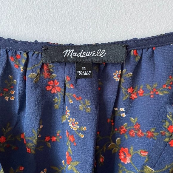 Madewell Silk Stanza Ruffle-Hem Top in Moonless Floral - Picture 6 of 7